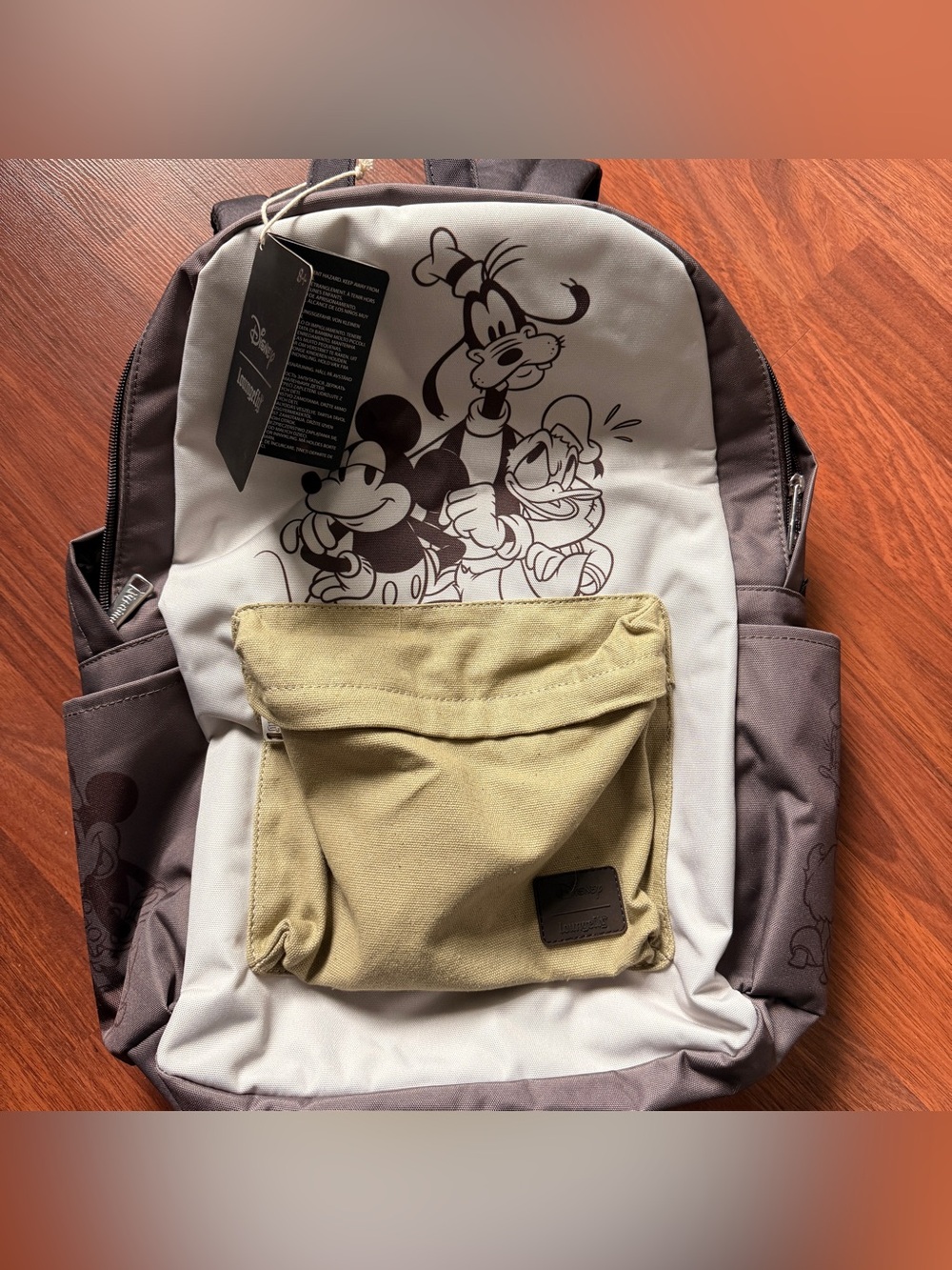 Disney Loungefly Sketch-Print Backpack in Beige and Brown